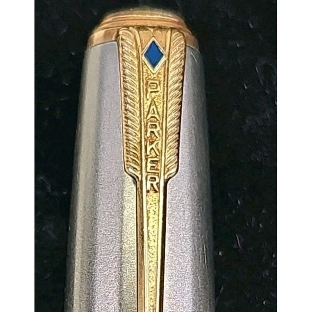 Rare‎ Fountain Pen Parker 51 Vacumatic Blue Diamond in brown Resin & Gold Pl.